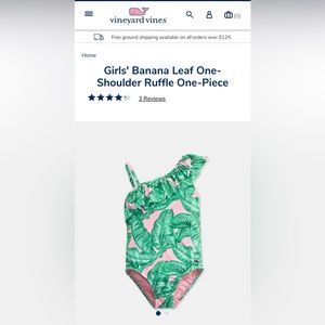 Vineyard Vines Girls' Banana Leaf One-Shoulder Ruffle One-Piece